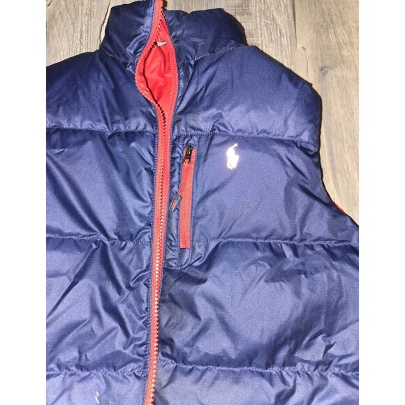 Polo by Ralph Lauren Youth Large 14/16 100% Down Puffer Vest Reversible Red Blue - Picture 4 of 5